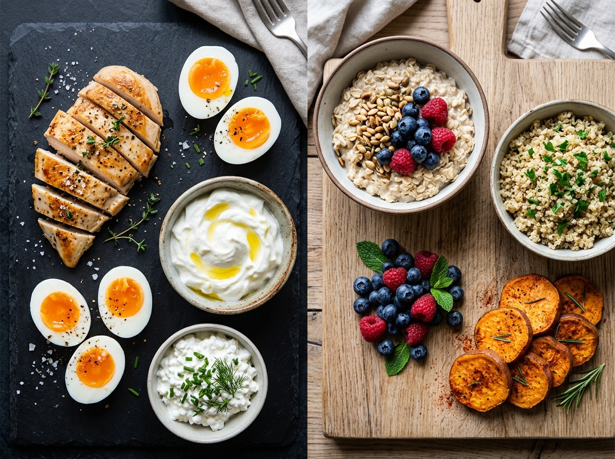 Split comparison of lean protein sources and complex carbohydrates for athletic nutrition